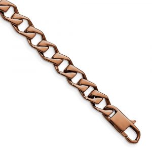 Stainless Steel Polished Brown IP-plated Fancy Link 8.5-inch Bracelet