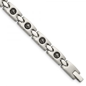 Stainless Steel Brushed & Polished w/Magnetic Ball Accent 8.5-inch Bracelet