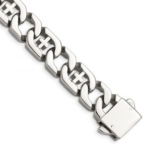 Stainless Steel Polished Crosses 8.5-inch Bracelet