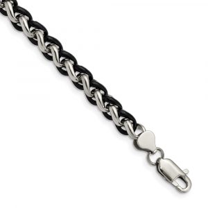 Stainless Steel Polished Black IP-plated 8.25-inch Bracelet