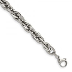 Stainless Steel Polished Oval Links 8-inch Bracelet