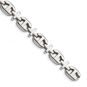 Stainless Steel Polished Crosses 8.5-inch Bracelet