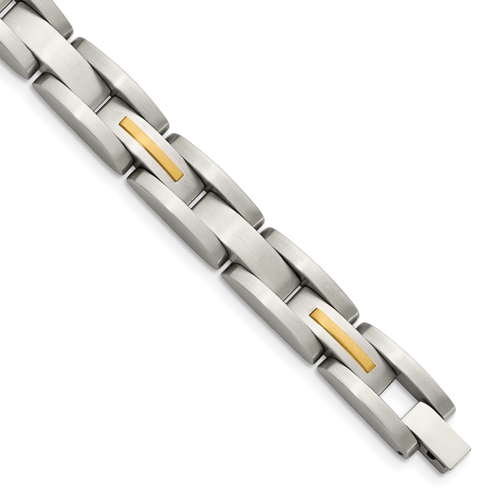Stainless Steel with 14k Accent 8-inch Brushed Link Bracelet