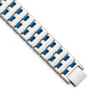 Stainless Steel Polished Blue IP-plated 8-inch Bracelet
