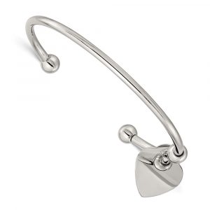Stainless Steel Polished Heart Bangle