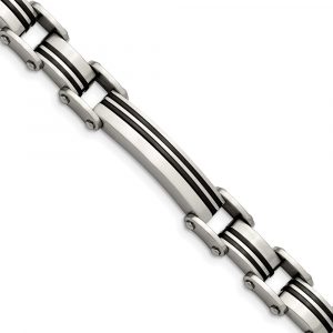 Stainless Steel Brushed Black IP-plated 8.75-inch Bracelet