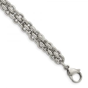 Stainless Steel Polished Fancy Circle Link 8.5-inch Bracelet