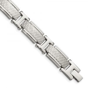 Stainless Steel Polished and Textured 8.5-inch Bracelet