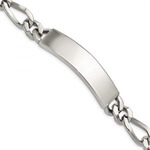Stainless Steel Polished 9-inch Large ID Bracelet
