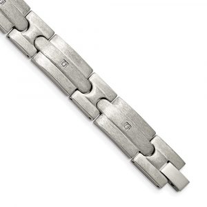 Stainless Steel Brushed with CZ 8.25-inch Bracelet