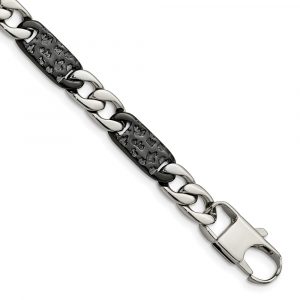 Stainless Steel Polished Black IP-plated 8.5-inch Link Bracelet
