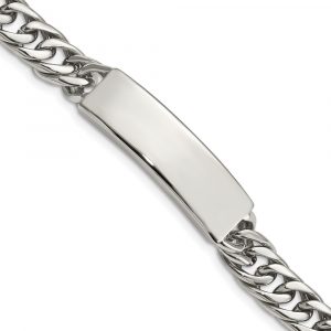 Stainless Steel Antiqued and Polished Curb Link 8.5-inch Bracelet