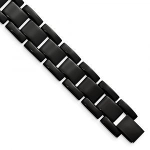 Stainless Steel Polished Black IP-plated 8.5-inch Bracelet