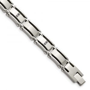 Stainless Steel Brushed and Polished 1/10ct tw. Diamond 8.25-inch Bracelet