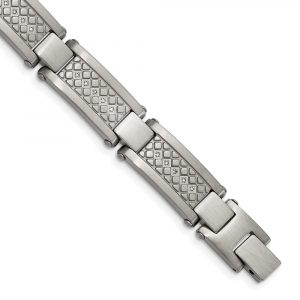 Stainless Steel Antiqued and Matte 1/10ct.tw Diamond 9-inch Bracelet