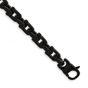 Stainless Steel Polished Black IP-plated 8.5-inch Fancy Link Bracelet