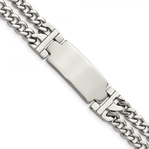 Stainless Steel Polished Adjustable 7.75-inch w/.5-inch ext. ID Bracelet