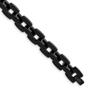Stainless Steel Polished Black IP-plated 9-inch Bracelet