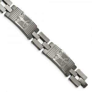 Stainless Steel Antiqued Brushed and Polished 8.5-inch Bracelet