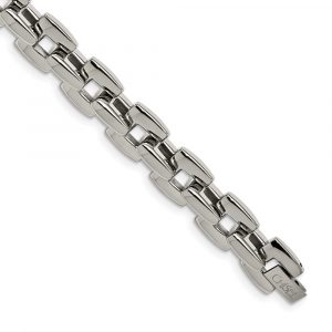 Stainless Steel Polished 9-inch Square Link Bracelet