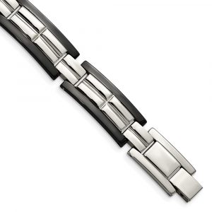 Stainless Steel Polished Black IP-plated 8.5 -inch Bracelet