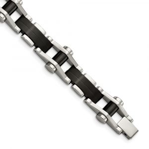 Stainless Steel Polished Black IP-plated 8-inch Bracelet