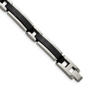 Stainless Steel Polished Black IP-plated 8.5-inch Bracelet