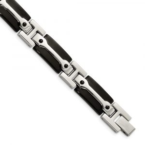 Stainless Steel Polished Black IP-plated 9-inch Bracelet