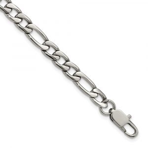 Stainless Steel Polished 6mm Figaro Bracelet