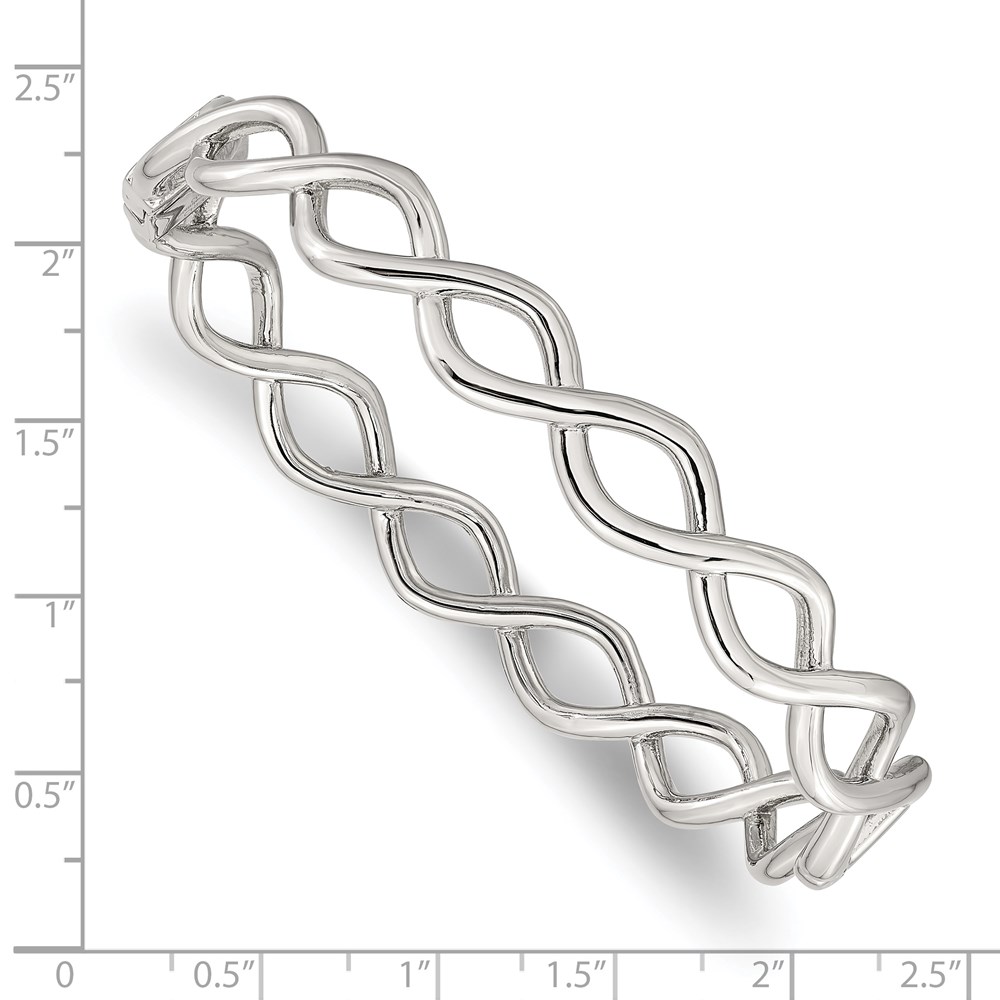 Stainless Steel Polished Criss Cross Hinged Bangle - Image 4