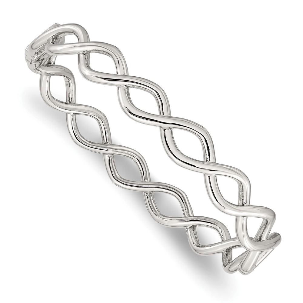 Stainless Steel Polished Criss Cross Hinged Bangle