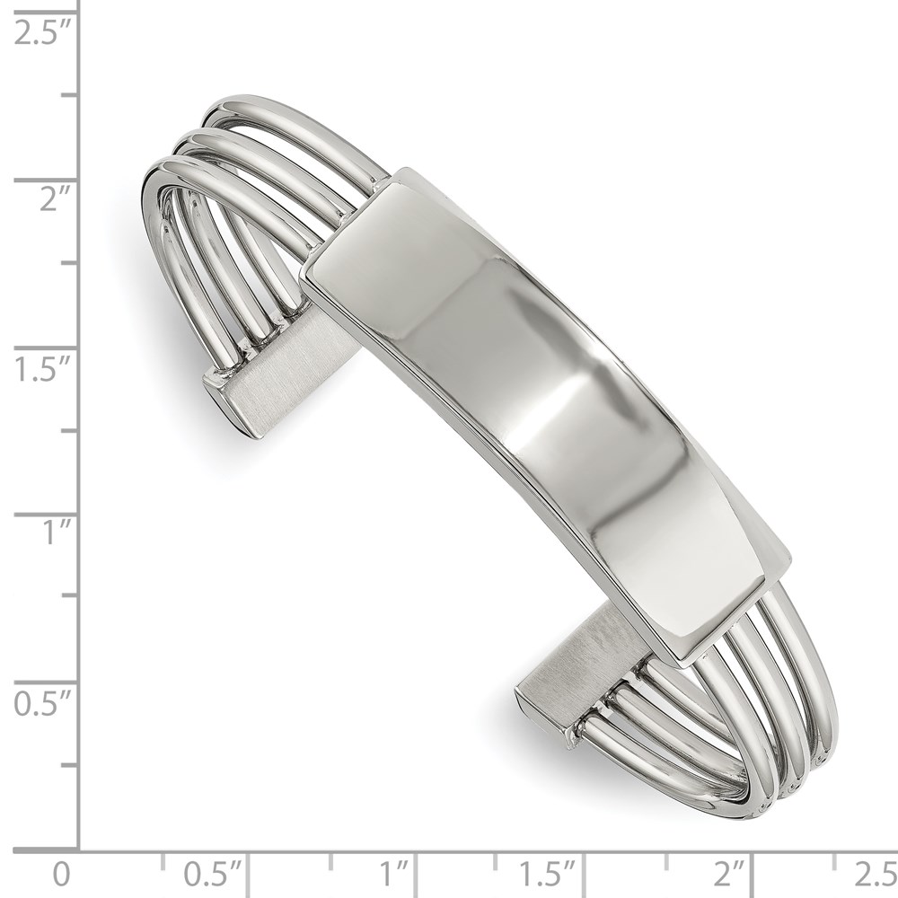 Stainless Steel Polished ID Plate Cuff Bangle - Image 2