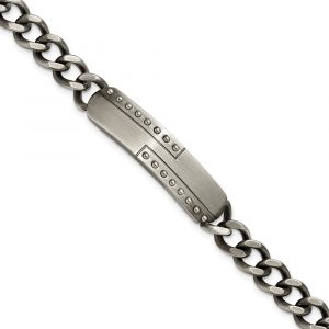 Stainless Steel Matte Finish Gun Metal IP-plated 9-inch ID Bracelet