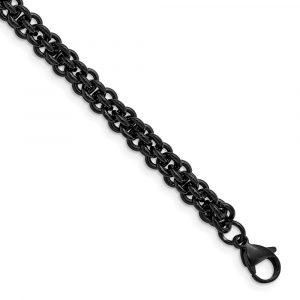 Stainless Steel Polished Black IP-plated 9-inch Bracelet