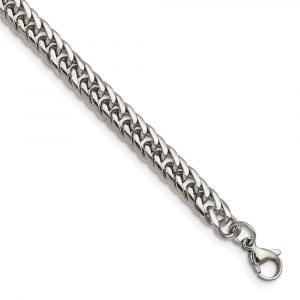 Stainless Steel Polished 9-inch Double Curb Cha-inch Bracelet