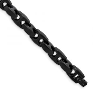 Stainless Steel Brushed Black IP-plated 9-inch Link Bracelet