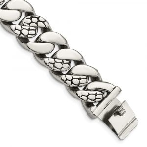 Stainless Steel Polished and Textured 8.5-inch Bracelet