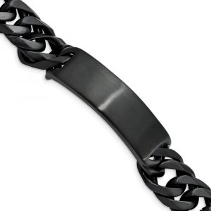 Stainless Steel Brushed Black IP-plated 9-inch ID Bracelet