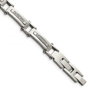 Stainless Steel Polished with CZ 8.25-inch w/.50-inch ext. Bracelet
