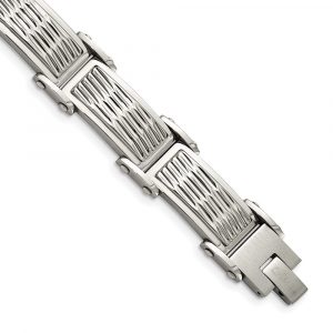 Stainless Steel Brushed Polished and Textured 8.25-inch Bracelet
