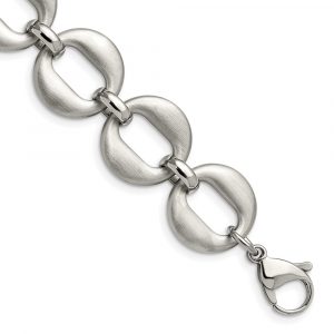 Stainless Steel Polished and Brushed 7.5-inch w/.5-inch ext. Bracelet