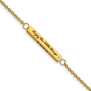 Stainless Steel Polished Yellow IP CZ Enjoy the little w/1.5-inch ext Bracelet