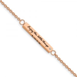 Stainless Steel Polished Rose IP CZ Enjoy the little w/1.5-inch ext Bracelet