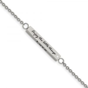 Stainless Steel Polished CZ Enjoy the little things w/ 1.5-inch ext. Bracelet