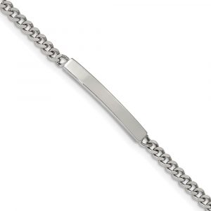 Stainless Steel Polished Flat Curb Cha-inch 8.5-inch ID Bracelet
