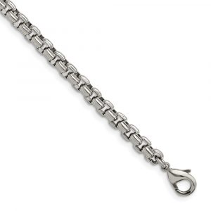 Stainless Steel Polished Fancy Box 8.25-inch Bracelet