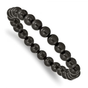 Stretch Bead Black Wood Bracelet