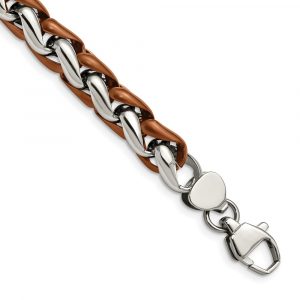 Stainless Steel Polished Brown IP-plated 8.25-inch Bracelet