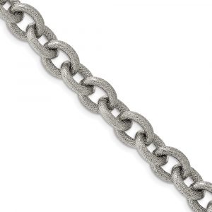 Stainless Steel Polished and Textured 7-inch Bracelet