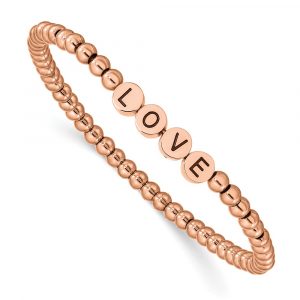 Stainless Steel Antiqued and Polished Rose IP LOVE Stretch Bracelet